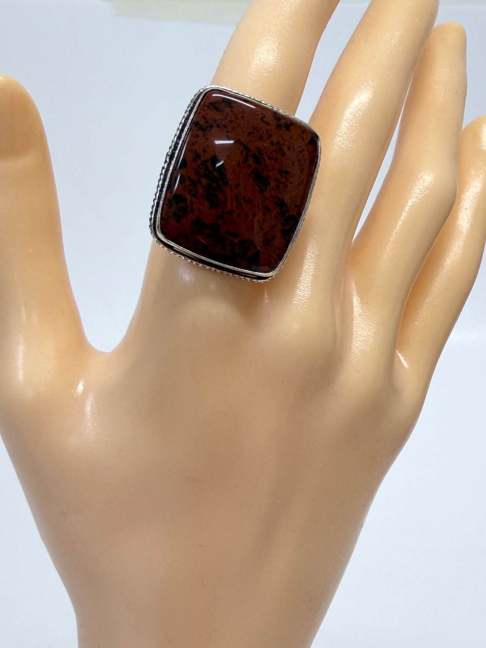 Hand Crafted Mahogany Obsidian Ring Women Size 7.25 Brown New Hand Crafted